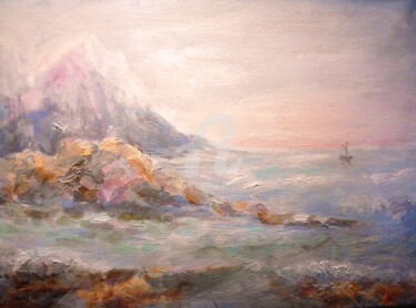 Картина под названием "Утро туманное" - Elen Ruzh, Подлинное произведение искусства, Масло