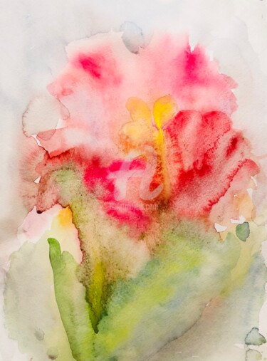 Malerei mit dem Titel "Тюльпан" von Elen Ruzh, Original-Kunstwerk, Aquarell