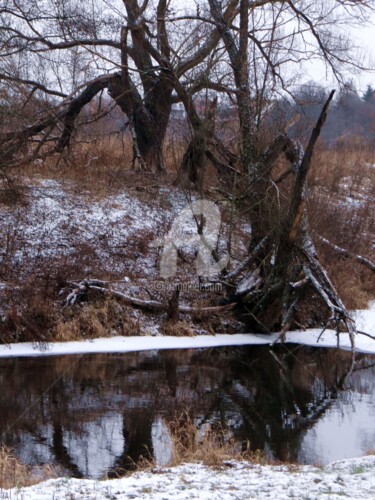 Картина под названием "Зимняя река. Winter…" - Elen Ruzh, Подлинное произведение искусства