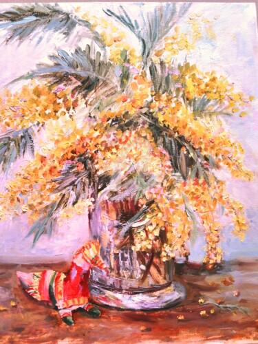 Malerei mit dem Titel "МИМОЗА" von Elen Ruzh, Original-Kunstwerk, Öl