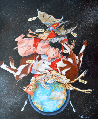 Картина под названием "The Denial of Human…" - Elen Ture, Подлинное произведение искусства, Акрил