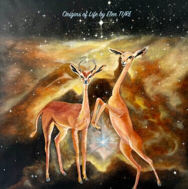 Painting titled "The Gerenuk twins -…" by Elen Ture, Original Artwork, Acrylic