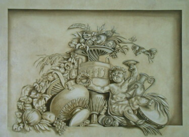 Pittura intitolato "Grisaille copie (Pi…" da Elen Ture, Opera d'arte originale, Acrilico