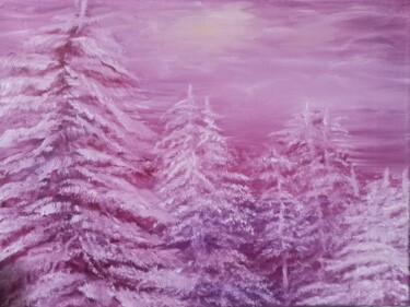 Картина под названием "Неоновый лес. Neon…" - Елена Афанасьева, Подлинное произведение искусства, Масло Установлен на Деревя…