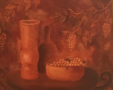 Peinture intitulée "Натюрморт с виногра…" par Elena Afanasyeva, Œuvre d'art originale, Huile Monté sur Châssis en bois