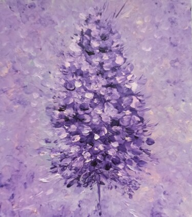 Картина под названием "Сиреневый цветок. F…" - Елена Афанасьева, Подлинное произведение искусства, Масло
