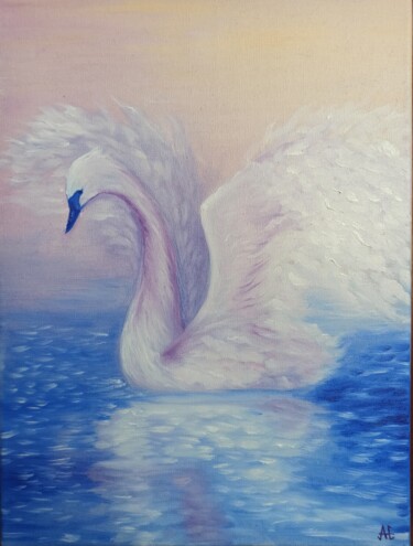 Картина под названием "Белый лебедь" - Елена Афанасьева, Подлинное произведение искусства, Масло Установлен на artwork_cat.
