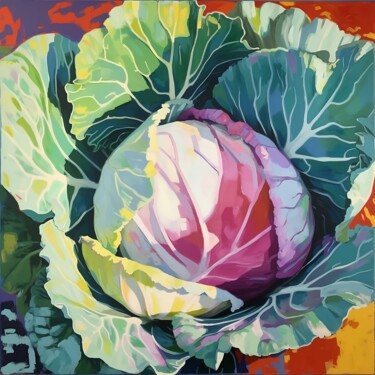 Painting titled "Cabbage" by Elena Aleksandrova, Original Artwork, Acrylic
