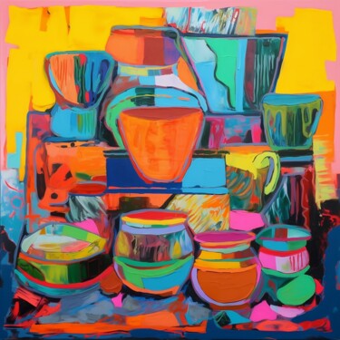 Pittura intitolato "Pottery-Prism" da Elena Aleksandrova, Opera d'arte originale, Acrilico