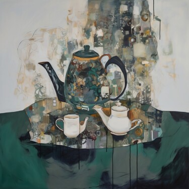 Malerei mit dem Titel "Teapot Fantasy" von Elena Aleksandrova, Original-Kunstwerk, Acryl