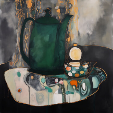 Painting titled "Enchanted Tea" by Elena Aleksandrova, Original Artwork, Acrylic