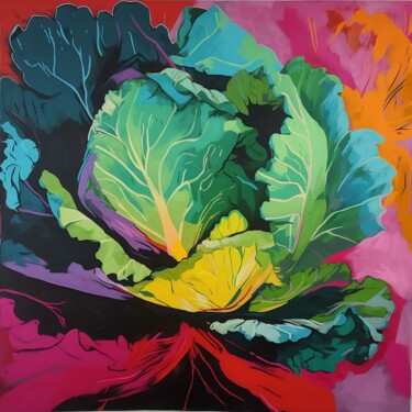 Pintura intitulada "Fantasies on Vegeta…" por Elena Aleksandrova, Obras de arte originais, Acrílico