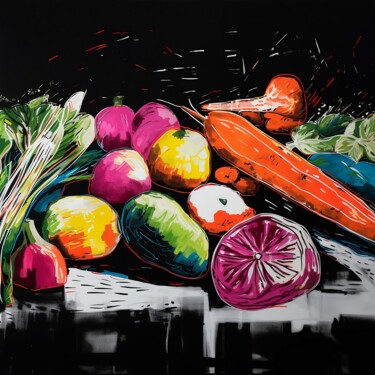 Картина под названием "Vegetable Kaleidosc…" - Elena Aleksandrova, Подлинное произведение искусства, Акрил