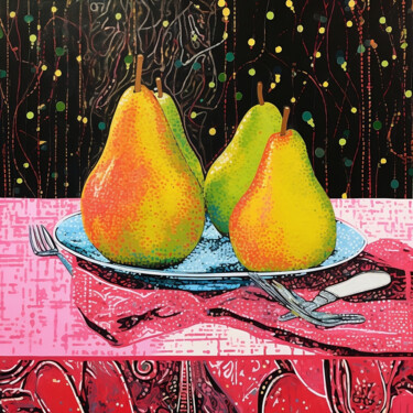 Pintura titulada "Sweet Pear on Pink" por Elena Aleksandrova, Obra de arte original, Impresión digital