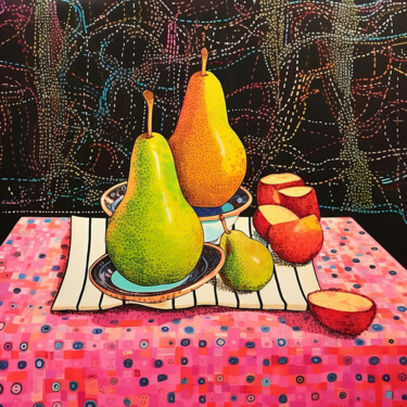Painting titled "Juicy Pear Delight" by Elena Aleksandrova, Original Artwork, Digital Print