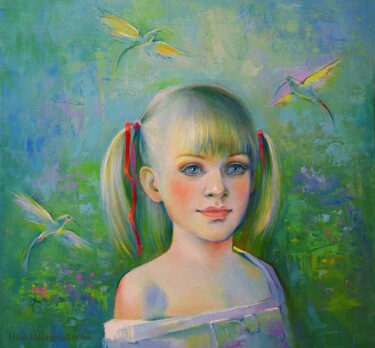 Painting titled "Humming-bird" by Elena Alex Lawrence (Makarova), Original Artwork, Other