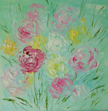 Pintura titulada "Pink Dream - Floral…" por Elena Artgent, Obra de arte original, Oleo