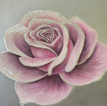Painting titled "Rose" by Elena Artgent, Original Artwork, Acrylic Mounted on Wood Stretcher frame