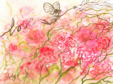 Pittura intitolato "I love. Flower arra…" da Elena Artgent, Opera d'arte originale, Acquarello