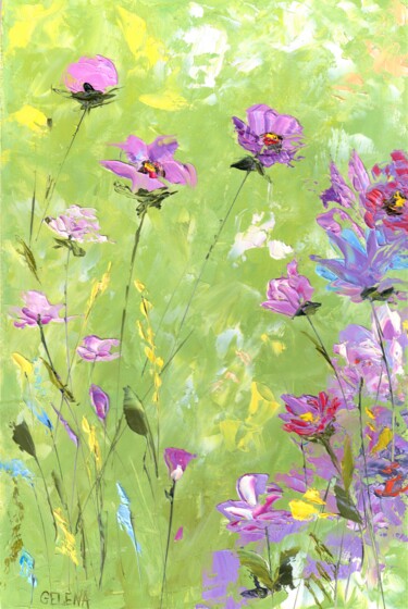 Painting titled "Violet paradise" by Elena Artgent, Original Artwork, Oil