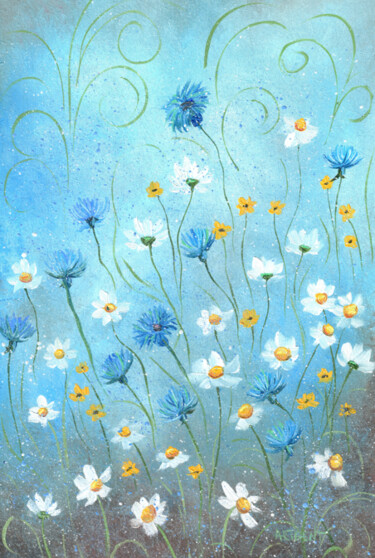 Peinture intitulée "Flower extravaganza…" par Elena Artgent, Œuvre d'art originale, Huile Monté sur Panneau de bois