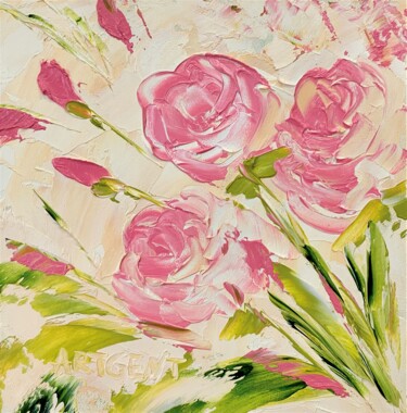Painting titled "Pink dreams of beau…" by Elena Artgent, Original Artwork, Oil