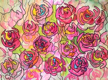 Peinture intitulée "Pink dreams" par Elena Artgent, Œuvre d'art originale, Aquarelle