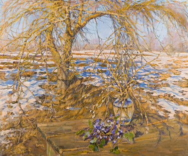 Painting titled "Spring Still Life" by Elena Barkhatkova, Original Artwork, Oil