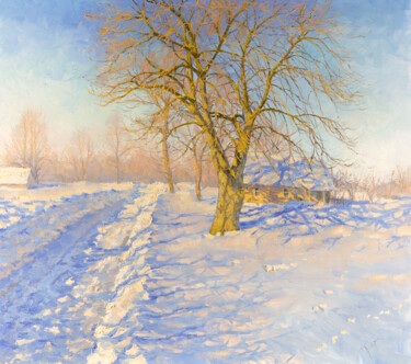 Painting titled "After Snowstorm" by Elena Barkhatkova, Original Artwork, Oil