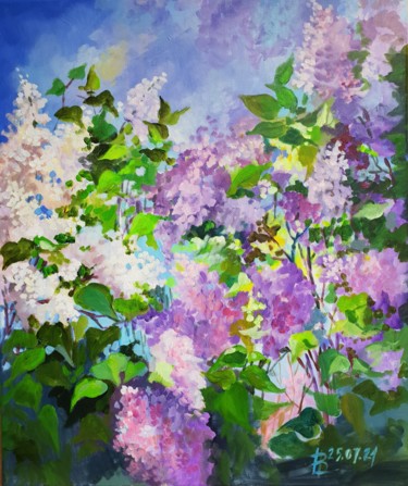 Painting titled "Lilac in sunshine" by Elena Belikova, Original Artwork, Acrylic