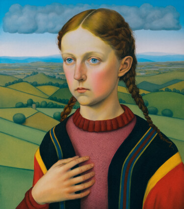 Painting titled "Greta" by Elena Bezhenova, Original Artwork, Oil