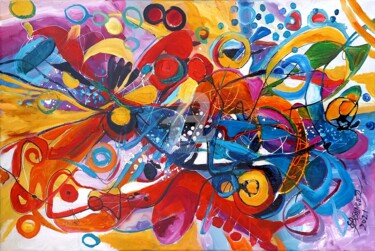 绘画 标题为“The lost propeller,…” 由Elena Bissinger, 原创艺术品, 油 安装在木板上