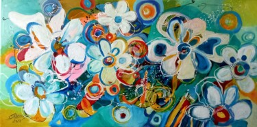 Картина под названием "White flowers, orig…" - Elena Bissinger, Подлинное произведение искусства, Масло