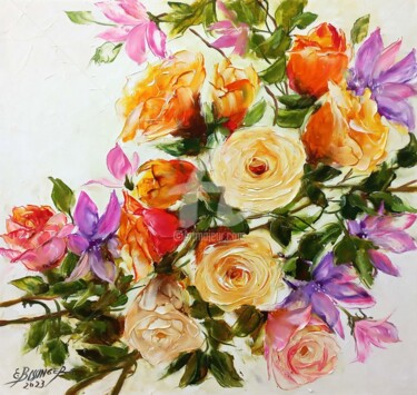 Pintura titulada "my roses,original B…" por Elena Bissinger, Obra de arte original, Oleo