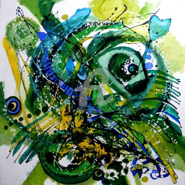 Картина под названием "Craiul verde" - Elena Bissinger, Подлинное произведение искусства, Масло