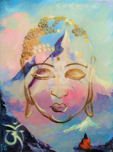 Pintura intitulada "Budda, Medidatation" por Elena Boyko, Obras de arte originais, Óleo