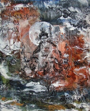 Malerei mit dem Titel "Гуру Падмасамбхава" von Elena Boyko, Original-Kunstwerk, Öl