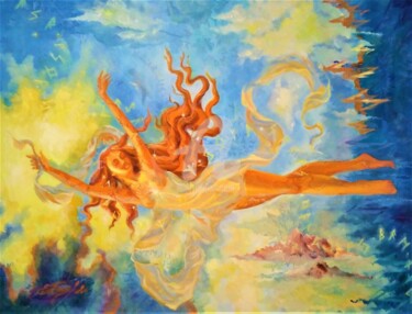 Malerei mit dem Titel "Fliying to eternity" von Elena Boyko, Original-Kunstwerk, Öl