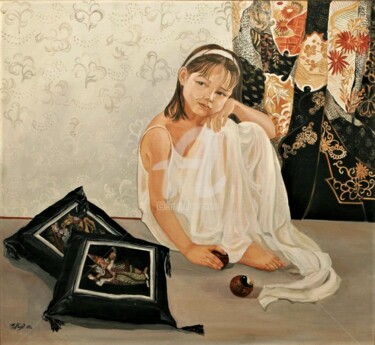 Painting titled "Portrait of the dau…" by Elena Boyko, Original Artwork, Oil