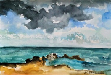 Painting titled "Clouds" by Elena Boyko, Original Artwork, Watercolor
