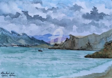 Pittura intitolato "Crimea seascape 3 O…" da Elena Boyko, Opera d'arte originale, Acquarello