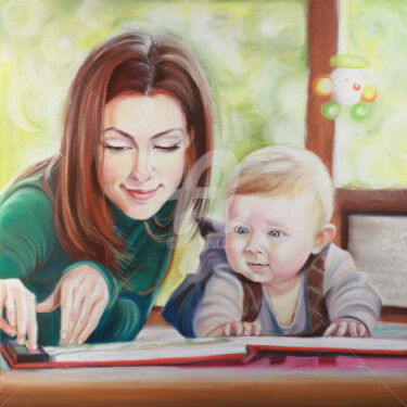 Pintura titulada "Семейный портрет" por Elena Boyko, Obra de arte original, Pastel