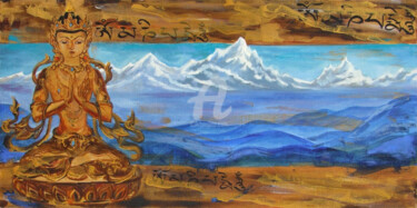 Schilderij getiteld "Budda Avalokiteshva…" door Elena Boyko, Origineel Kunstwerk, Olie
