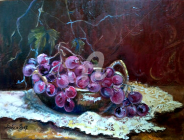 Painting titled "Still life with gra…" by Elena Boyko, Original Artwork, Oil