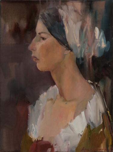 Картина под названием "Polina in a turban…" - Elena Branovitskaya, Подлинное произведение искусства, Масло