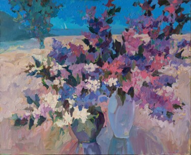 Peinture intitulée "Lush lilac. Bouquet…" par Elena Branovitskaya, Œuvre d'art originale, Huile