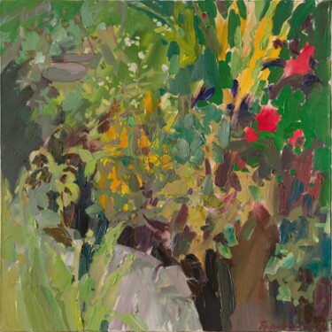 Картина под названием "In the greenhouse" - Elena Branovitskaya, Подлинное произведение искусства, Масло Установлен на Дерев…
