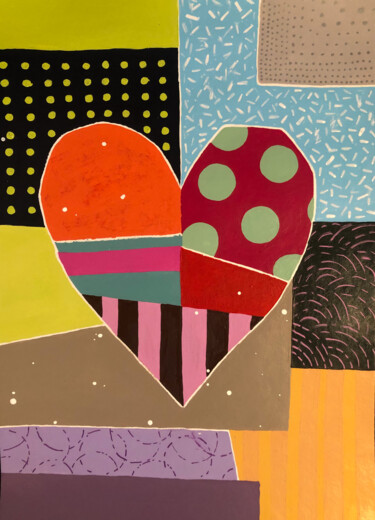 Schilderij getiteld "Склеенное сердце" door Elena Burtonova, Origineel Kunstwerk, Acryl