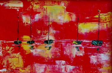 Pittura intitolato "Barche in rosso.jpeg" da Elena Buzhurina, Opera d'arte originale