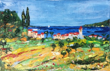 Pittura intitolato "Costa azzurra.jpeg" da Elena Buzhurina, Opera d'arte originale, Olio
